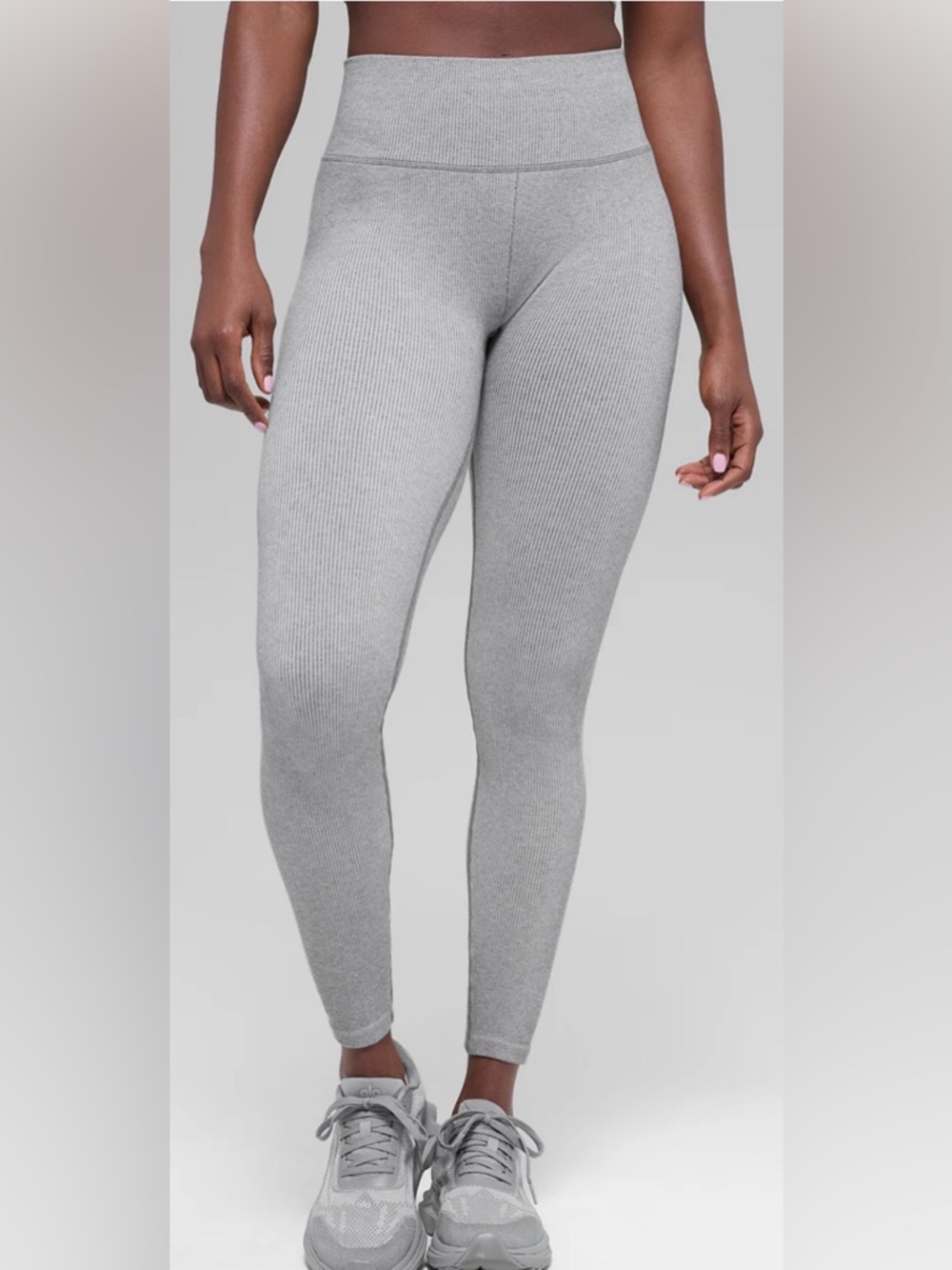 Alo Seamless High-Waist Two Tone Rib Legging | Light Misty Grey Heather | XXS